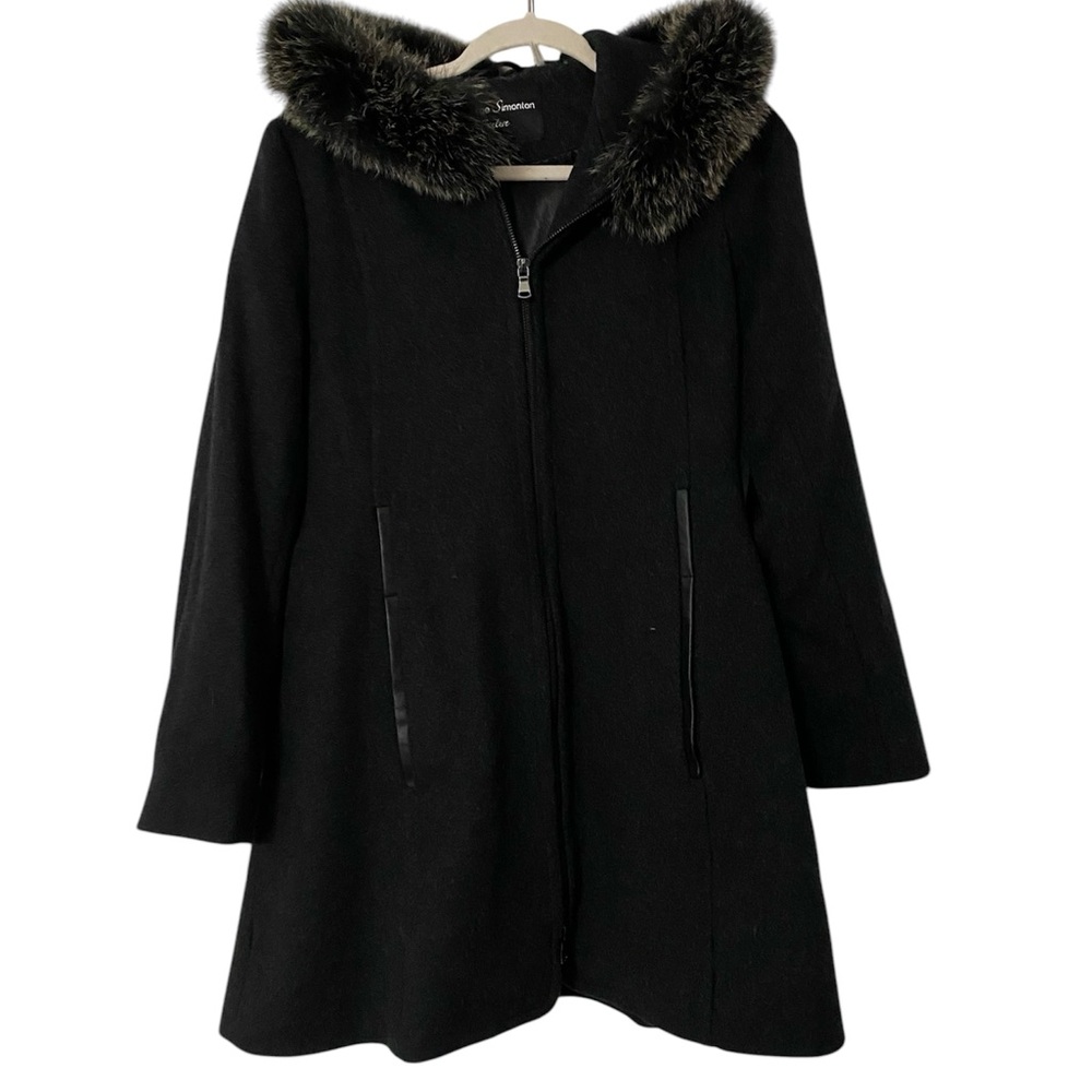 GEORGE SIMONTON COUTURE Black Lambswool Fox Fur Coat 4